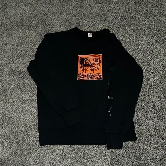 Black Sweater with Orange Mickey mouse graphic - Picture 1 of 3